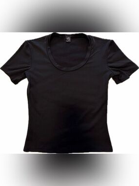 Vintage 90s Only Hearts Black Scoop Neck Short Sleeve Tee